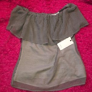 Off the shoulder gingham checkered top